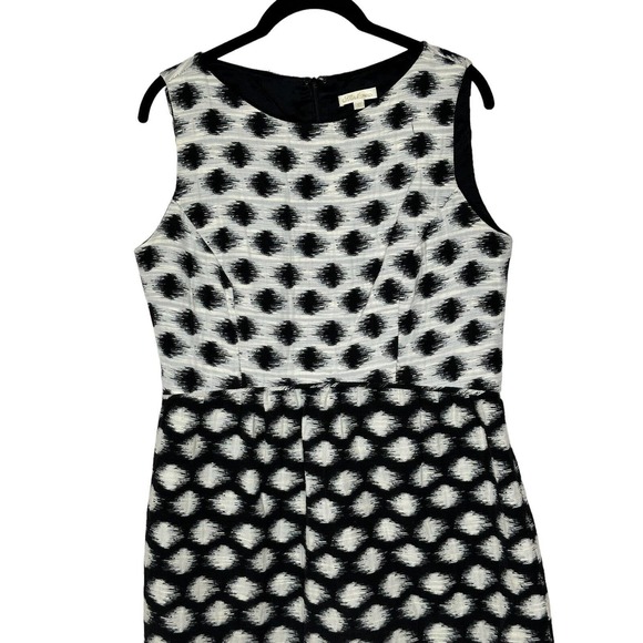 Shoshanna Womens Shift Dress 10 Cotton Blend Lined Sleeveless Black and White - Picture 2 of 11